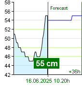 State of water at Nespeky watermark post at 01.00 16.6.2025