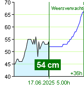Waterstand op waterstandmeter Nespeky om 23.40 16.6.2025